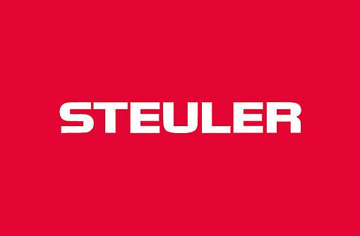 Steuler logo white on a red background